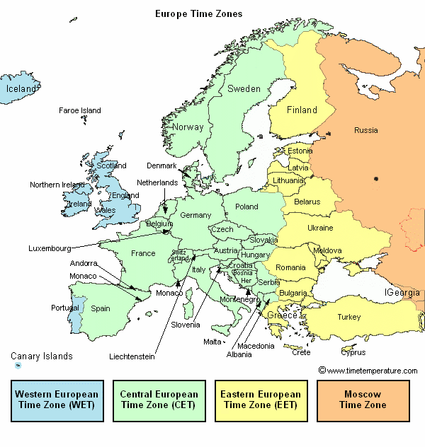 europe time zones map