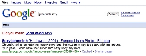  Google "johnminh" + "sexy"