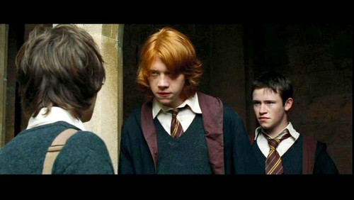  Devon Murray as Seamus Finnigan & Rupert Grint as Ron Weasley in Harry Potter and the Goblet of moto