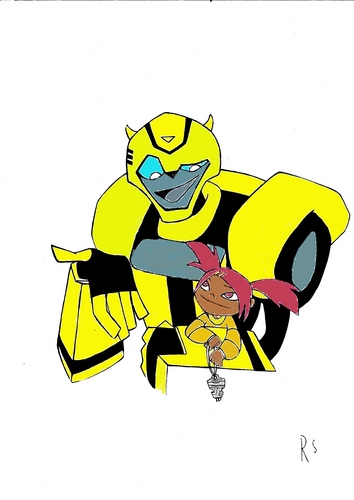 My drawing of Sari and Bumblebee