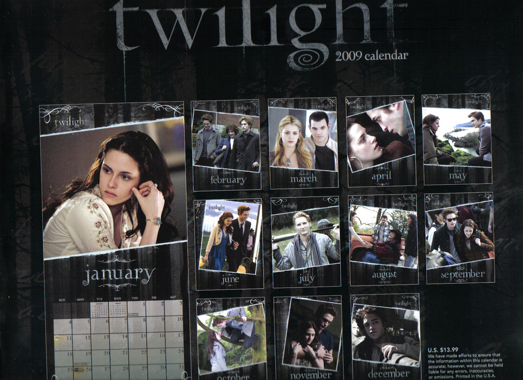 twilight 2009 calendar mannerism