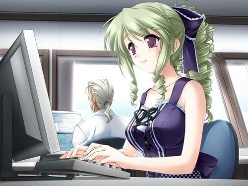  anime computer girl