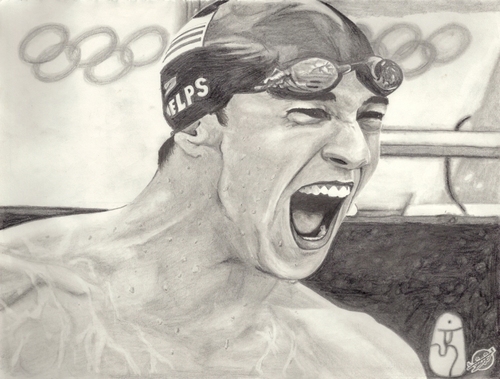  Charcoal portrait of Phelps