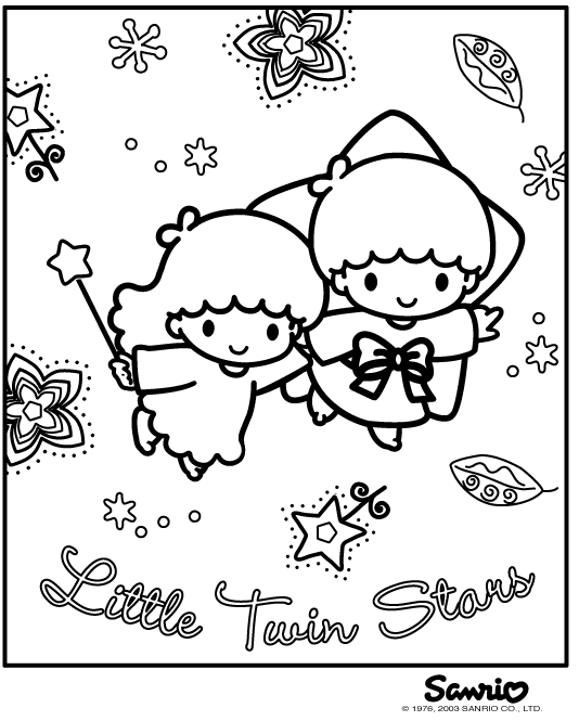 little twin stars | Star coloring pages, Hello kitty coloring, Little