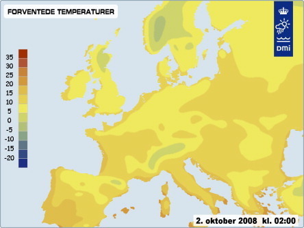 Europe weather early October 2008