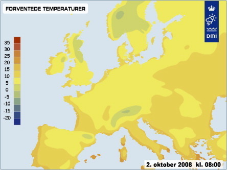 Europe weather early October 2008