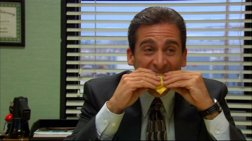 PICTURE THIS: What is Michael eating in this scene?