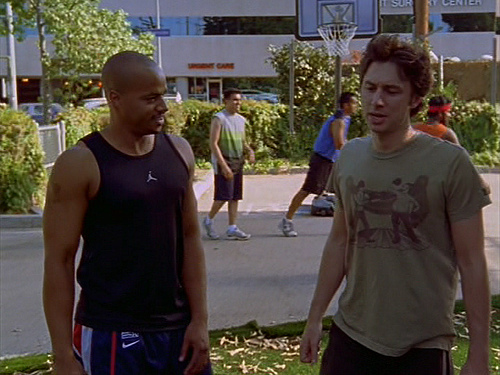  What does JD get Turk to shout every time he plays basketball?