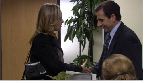  In 'Performance Review,' what is the business سوال Michael asks Jan?