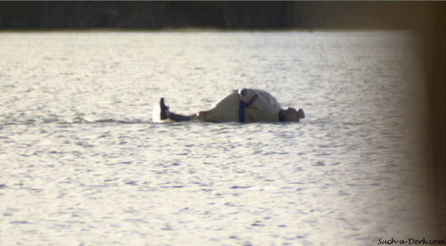 True or False? This is a stunt double we see splashing around in the water and not actually Ed Helms.