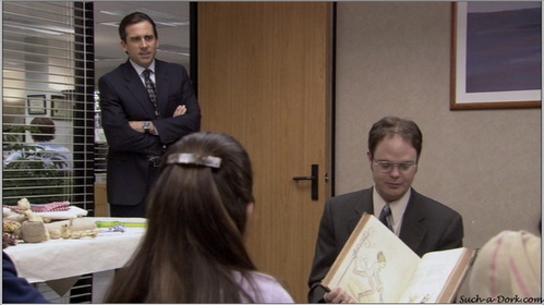What is the name of the tale Dwight tries to tell the kids in 'Take Your Daughter To Work Day'?