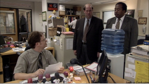 What is the real reason that Dwight moves the watercooler over by his desk?
