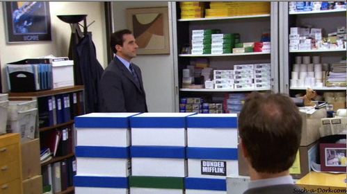 In this scene from Season 3...what is NOT an item Michael gets from the "warehouse"?