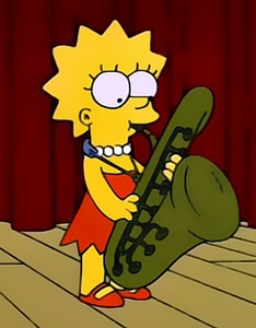  Besides the saxophone, which of these instruments has Lisa also been seen playing?