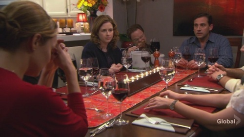  Pam in avondeten, diner Party