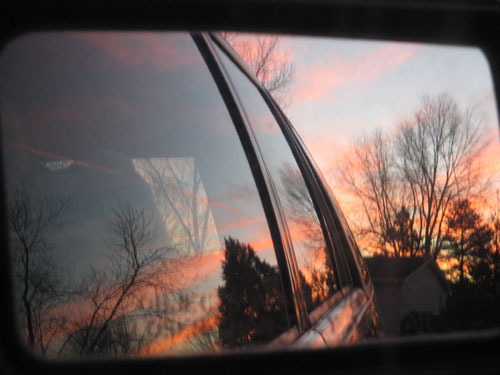  Sunset in car mirror