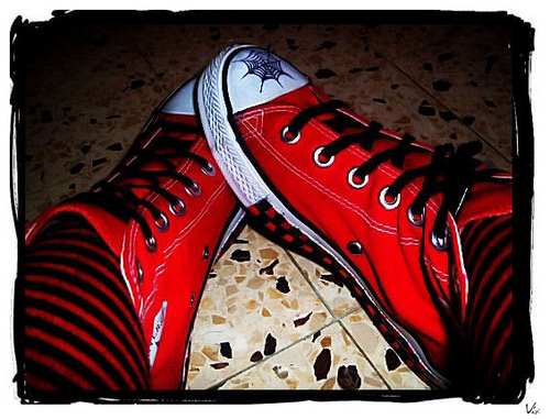 Red Stockigns/Converse