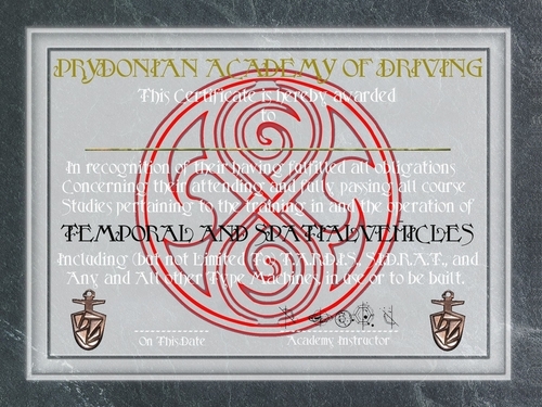  Tardis Driving Certificate