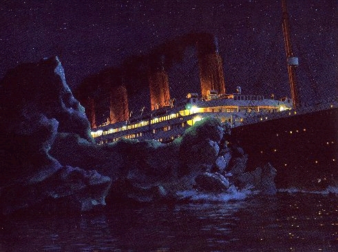  Titanic hits iceberg