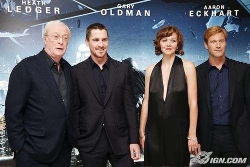  Michael Caine with other Dark Knight stars