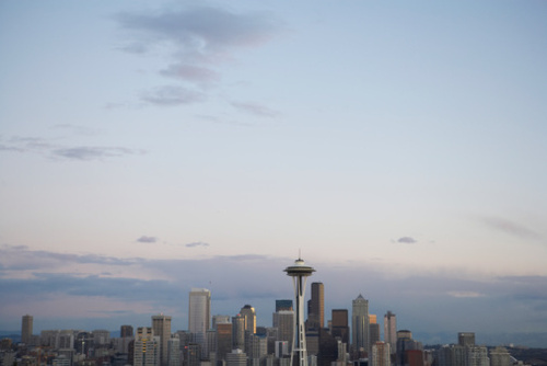  Seattle Skyline, Dusk, Elevated View