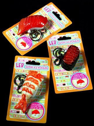  Unusual LED Flashlight Sushi Keychains