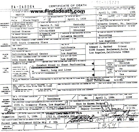  Marvin's Death Certificate :(